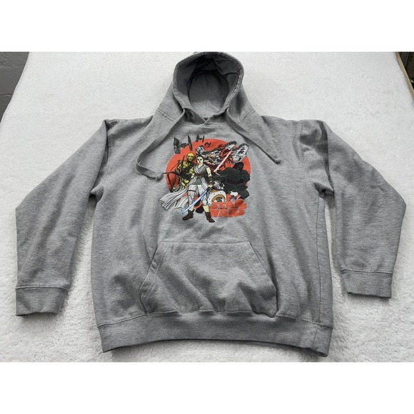 Star Wars Other - Star Wars Kids XL Gray Graphic Hoodie Rey Kylo Ren BB-8 Pullover Sweatshirt